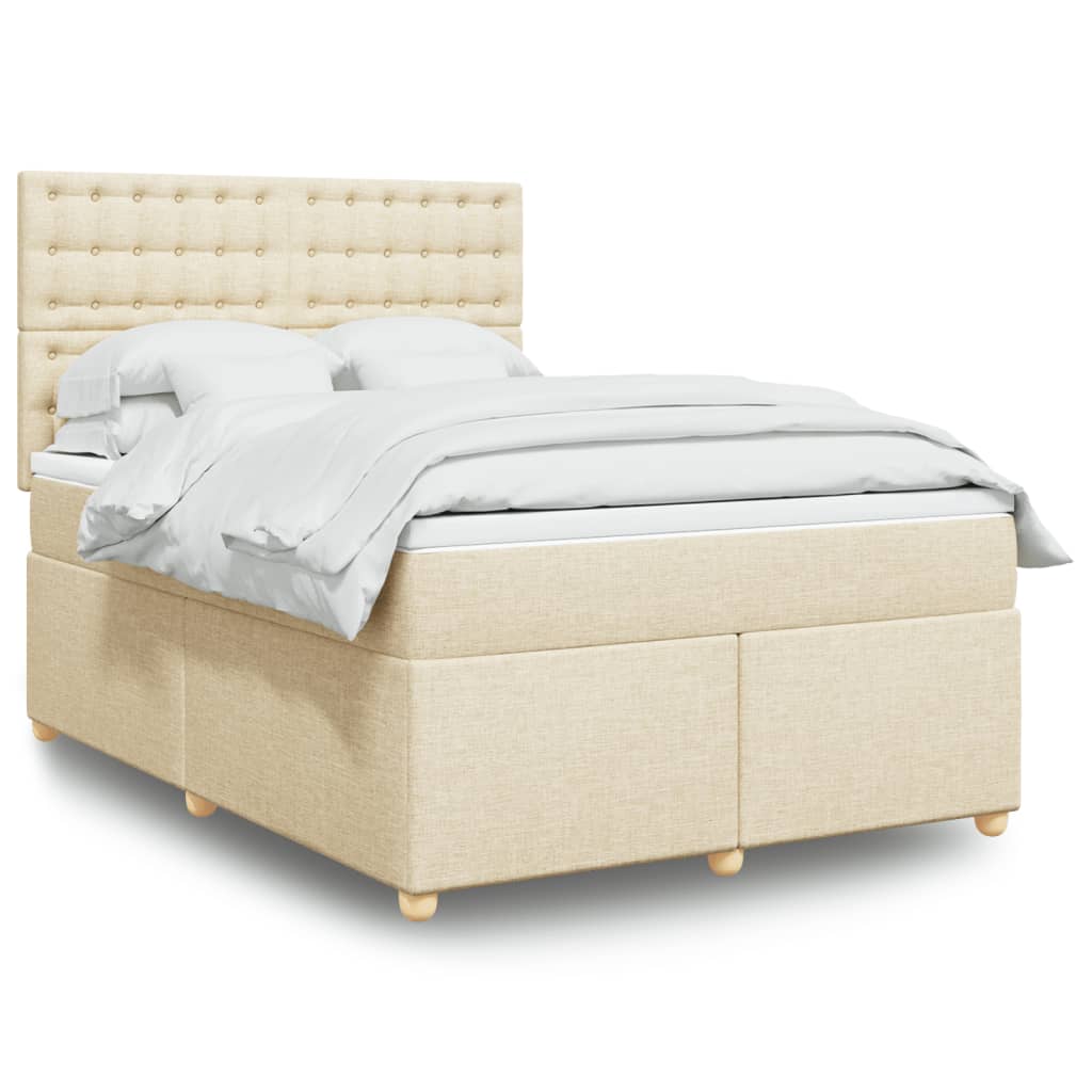Boxspring met matras stof crèmekleurig 160x200 cm is nu te koop bij PeponiXL, paradijselijk wonen!