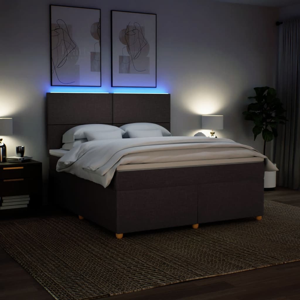 Boxspring met matras stof donkerbruin 180x200 cm is nu te koop bij PeponiXL, paradijselijk wonen!
