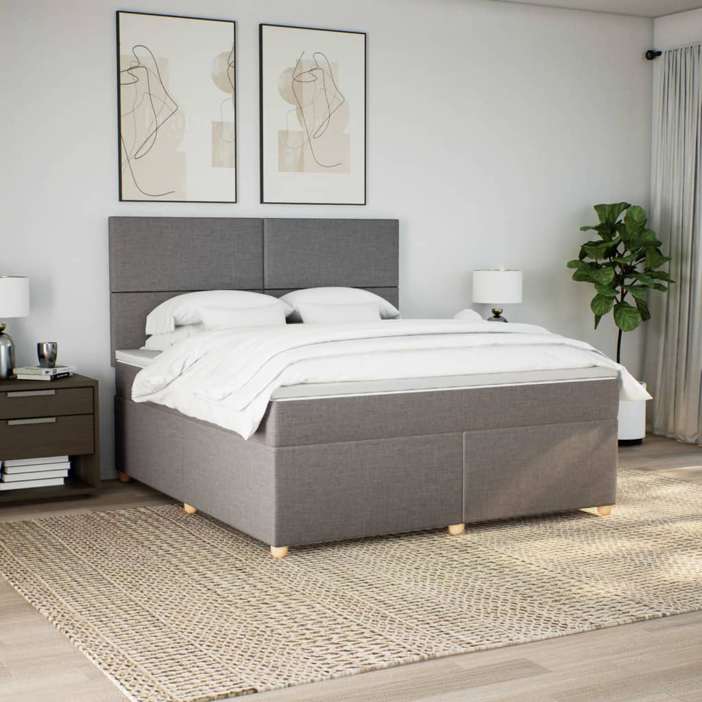 Boxspring met matras stof taupe 180x200 cm is nu te koop bij PeponiXL, paradijselijk wonen!