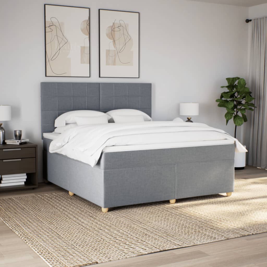 Boxspring met matras stof lichtgrijs 180x200 cm is nu te koop bij PeponiXL, paradijselijk wonen!