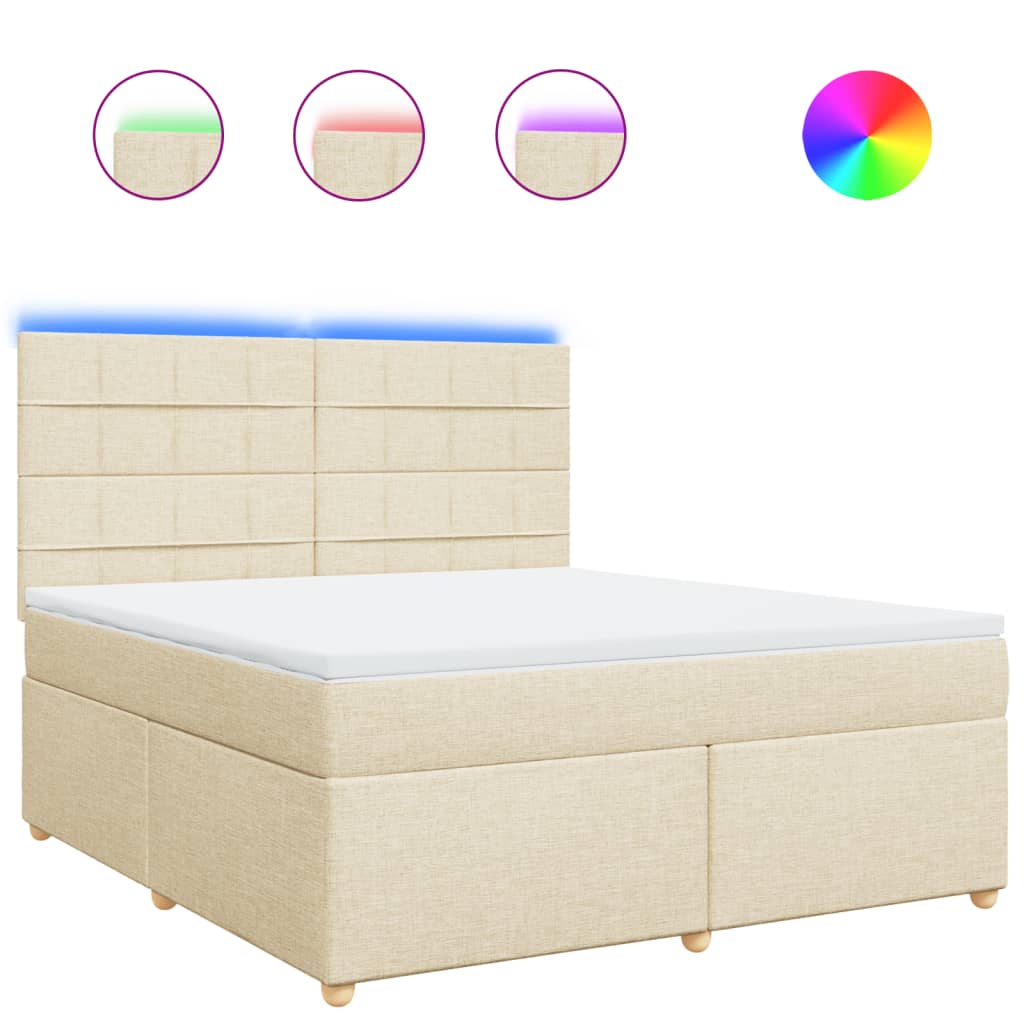 Boxspring met matras stof crèmekleurig 180x200 cm is nu te koop bij PeponiXL, paradijselijk wonen!