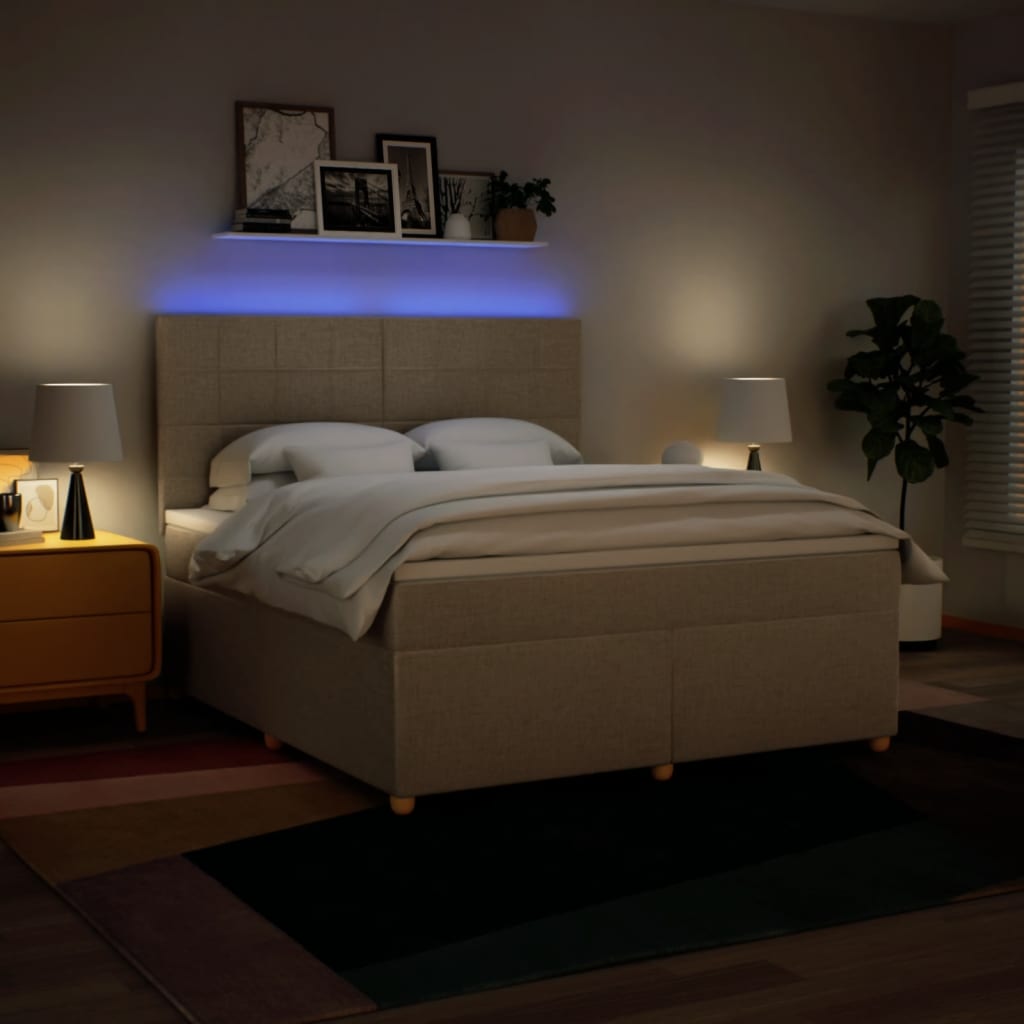 Boxspring met matras stof crèmekleurig 180x200 cm is nu te koop bij PeponiXL, paradijselijk wonen!