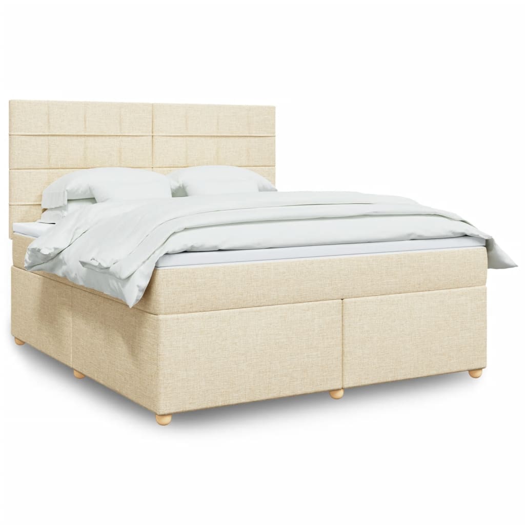 Boxspring met matras stof crèmekleurig 180x200 cm is nu te koop bij PeponiXL, paradijselijk wonen!