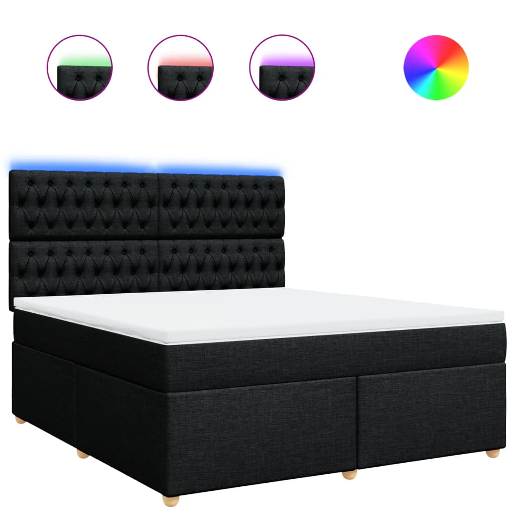 Boxspring met matras stof zwart 180x200 cm is nu te koop bij PeponiXL, paradijselijk wonen!