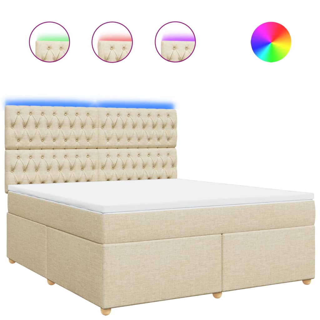 Boxspring met matras stof crèmekleurig 180x200 cm is nu te koop bij PeponiXL, paradijselijk wonen!
