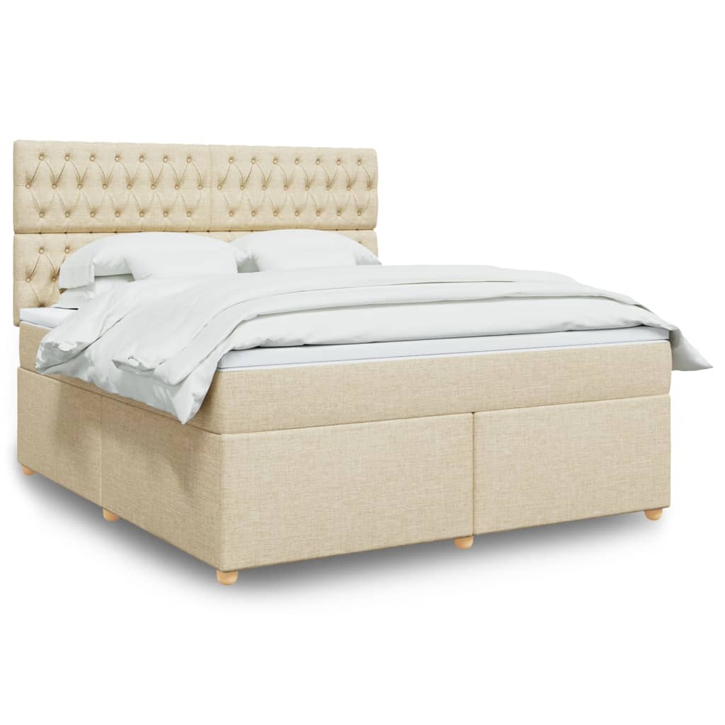 Boxspring met matras stof crèmekleurig 180x200 cm is nu te koop bij PeponiXL, paradijselijk wonen!