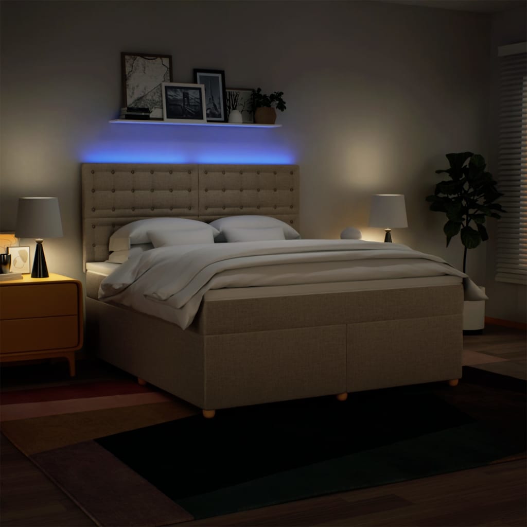 Boxspring met matras stof crèmekleurig 180x200 cm is nu te koop bij PeponiXL, paradijselijk wonen!