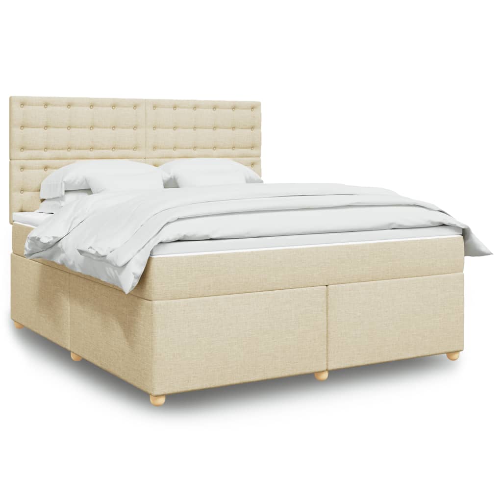 Boxspring met matras stof crèmekleurig 180x200 cm is nu te koop bij PeponiXL, paradijselijk wonen!