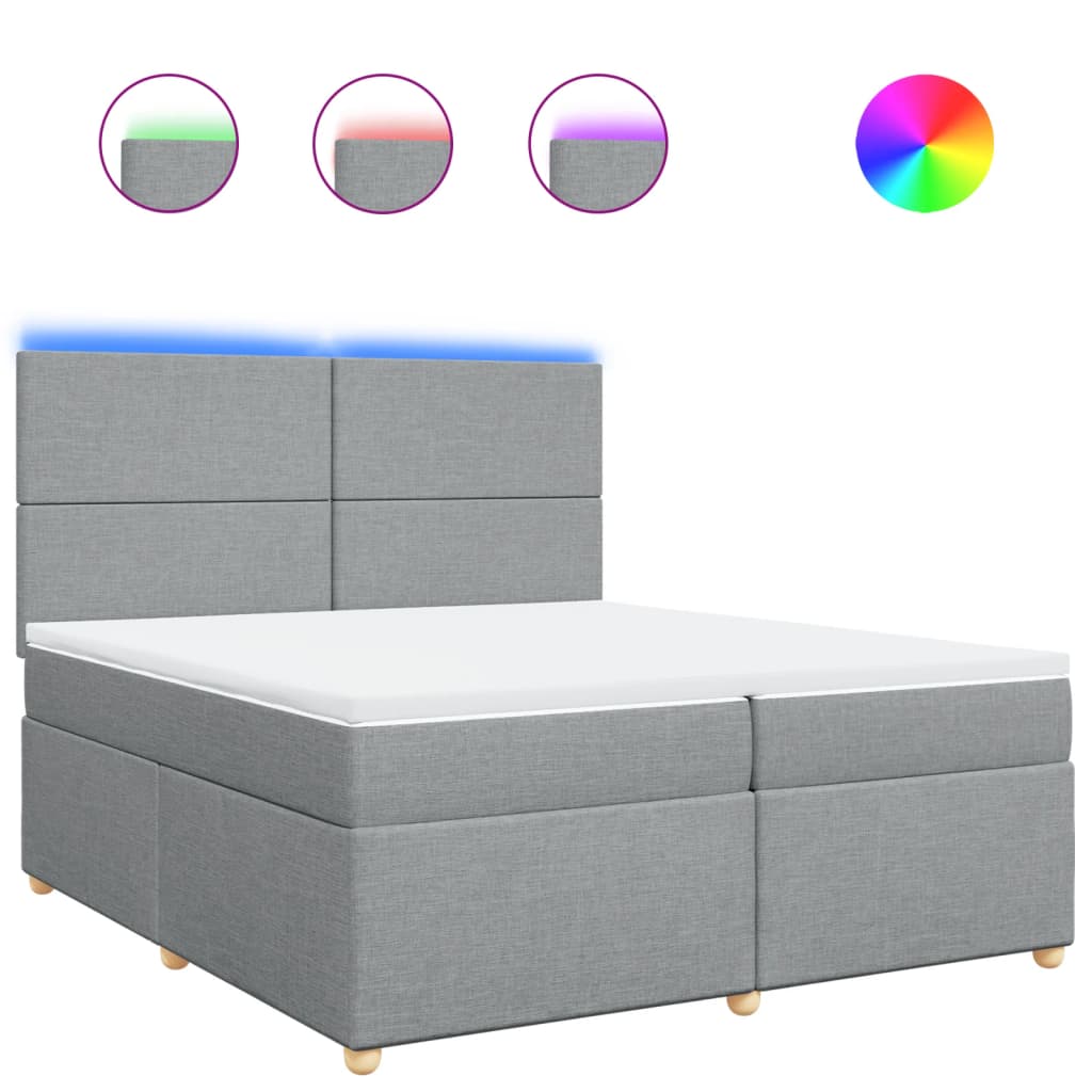 Boxspring met matras stof lichtgrijs 200x200 cm is nu te koop bij PeponiXL, paradijselijk wonen!