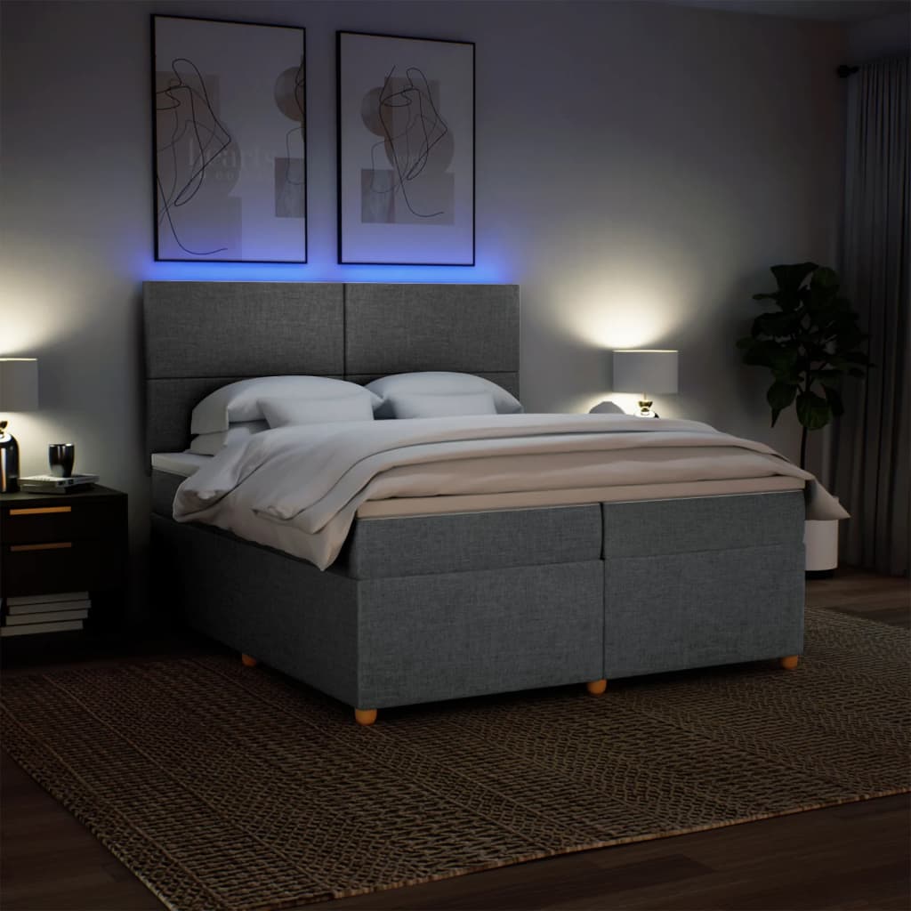Boxspring met matras stof lichtgrijs 200x200 cm is nu te koop bij PeponiXL, paradijselijk wonen!