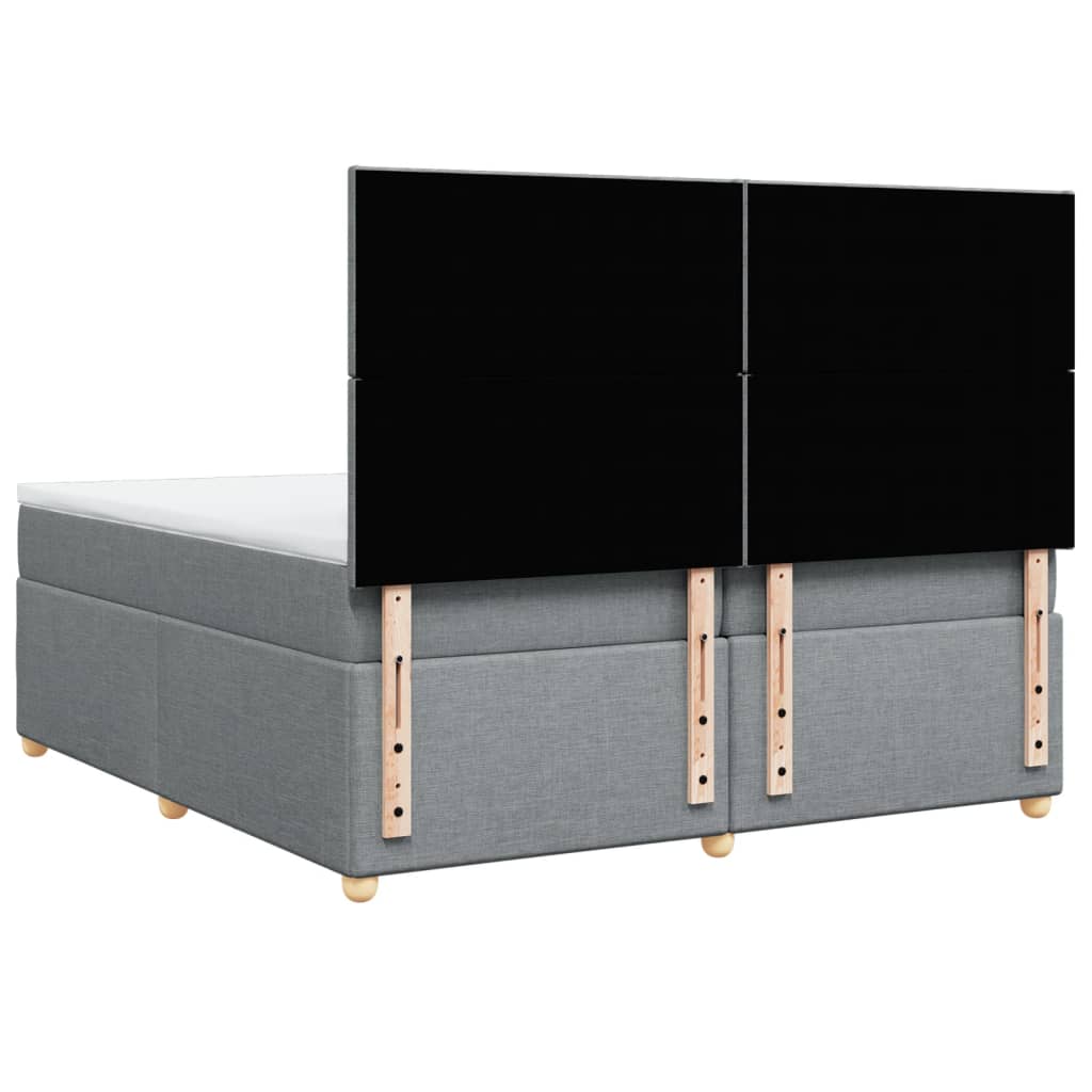 Boxspring met matras stof lichtgrijs 200x200 cm is nu te koop bij PeponiXL, paradijselijk wonen!