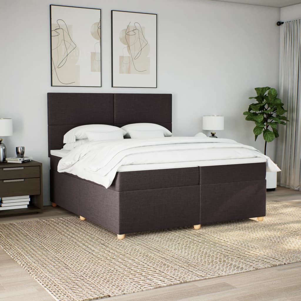 Boxspring met matras stof donkerbruin 200x200 cm is nu te koop bij PeponiXL, paradijselijk wonen!