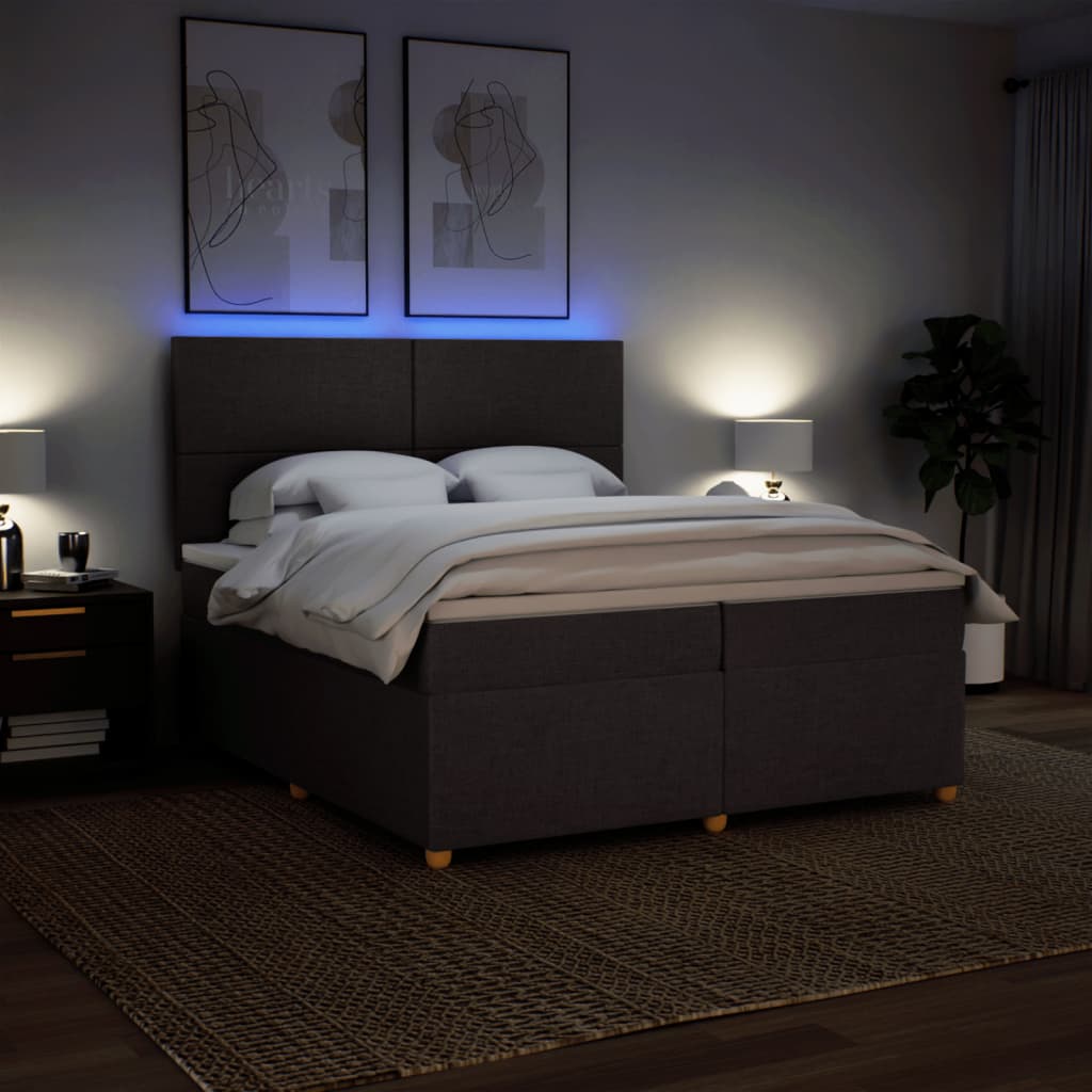 Boxspring met matras stof donkerbruin 200x200 cm is nu te koop bij PeponiXL, paradijselijk wonen!