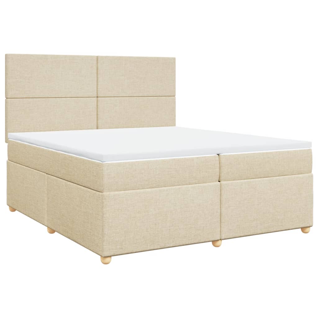 Boxspring met matras stof crèmekleurig 200x200 cm is nu te koop bij PeponiXL, paradijselijk wonen!