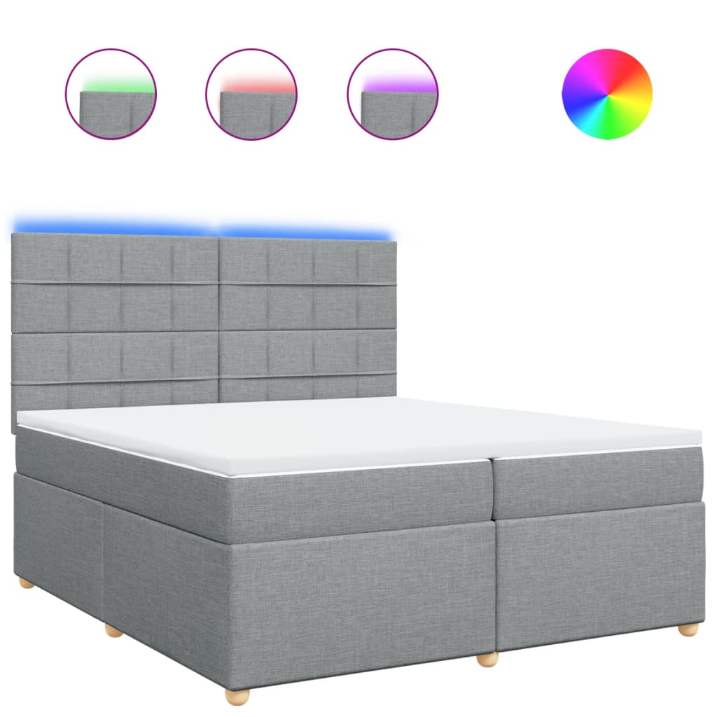 Boxspring met matras stof lichtgrijs 200x200 cm is nu te koop bij PeponiXL, paradijselijk wonen!
