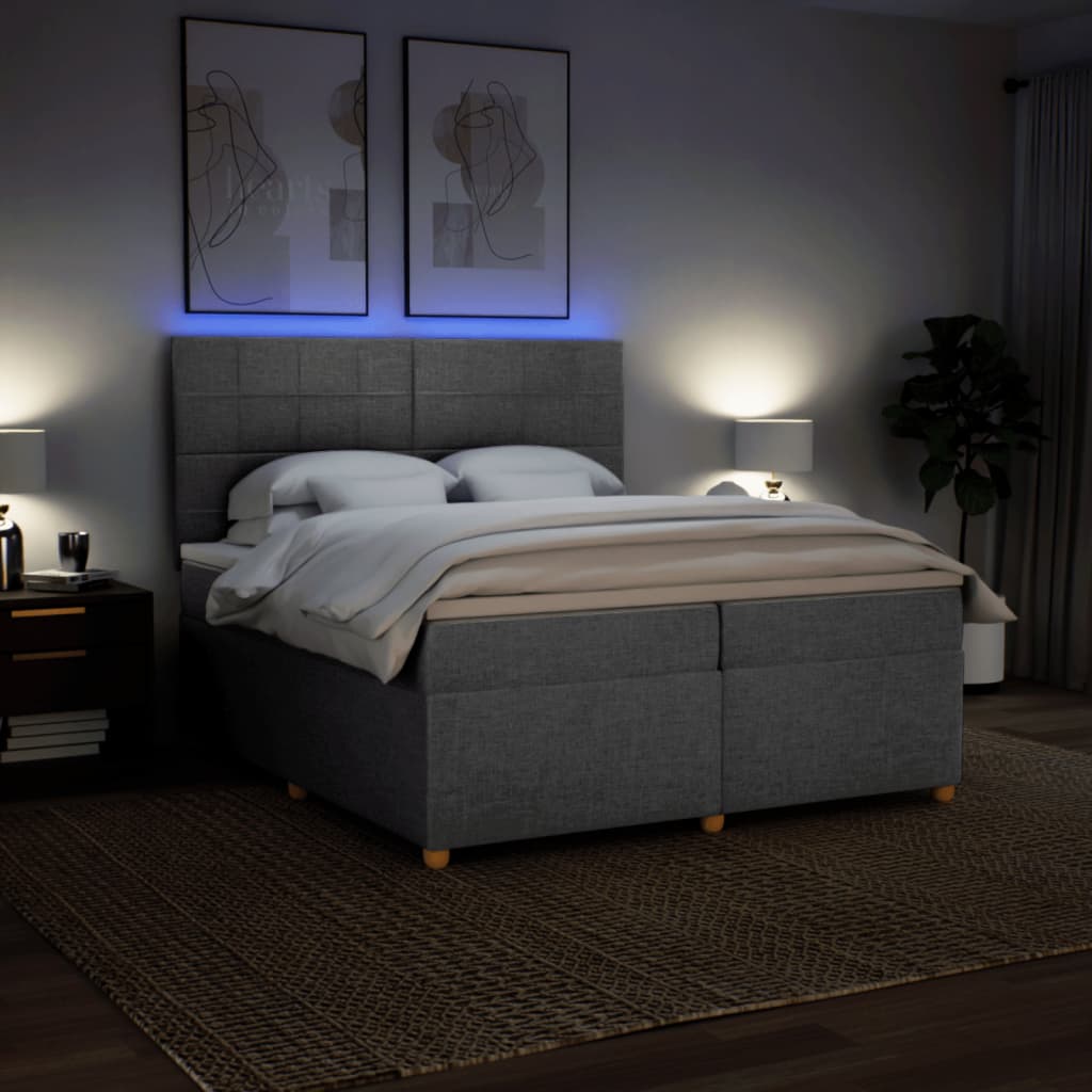 Boxspring met matras stof lichtgrijs 200x200 cm is nu te koop bij PeponiXL, paradijselijk wonen!