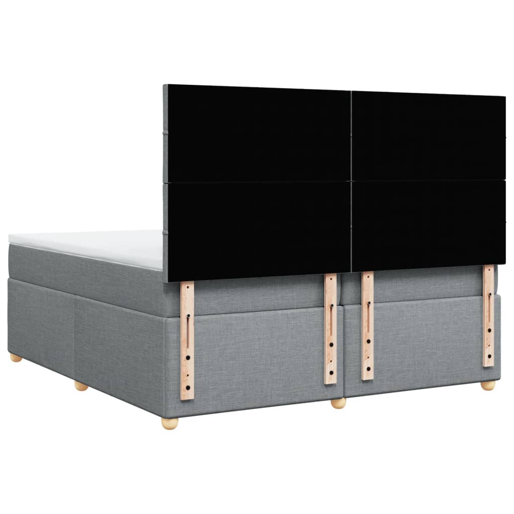 Boxspring met matras stof lichtgrijs 200x200 cm is nu te koop bij PeponiXL, paradijselijk wonen!