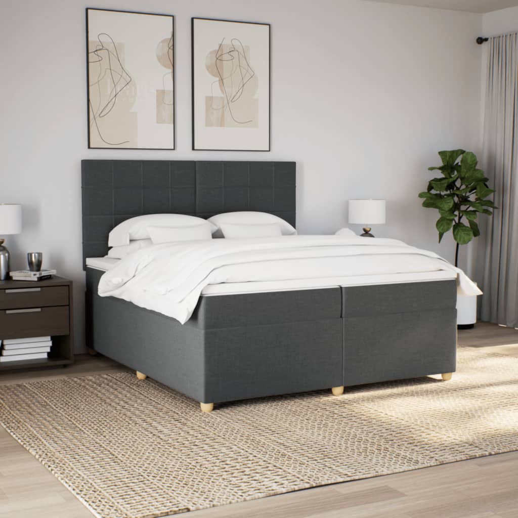 Boxspring met matras stof donkergrijs 200x200 cm is nu te koop bij PeponiXL, paradijselijk wonen!