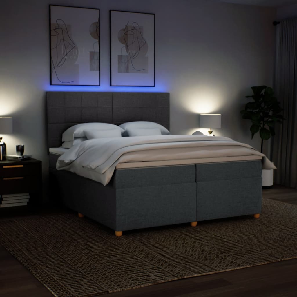 Boxspring met matras stof donkergrijs 200x200 cm is nu te koop bij PeponiXL, paradijselijk wonen!