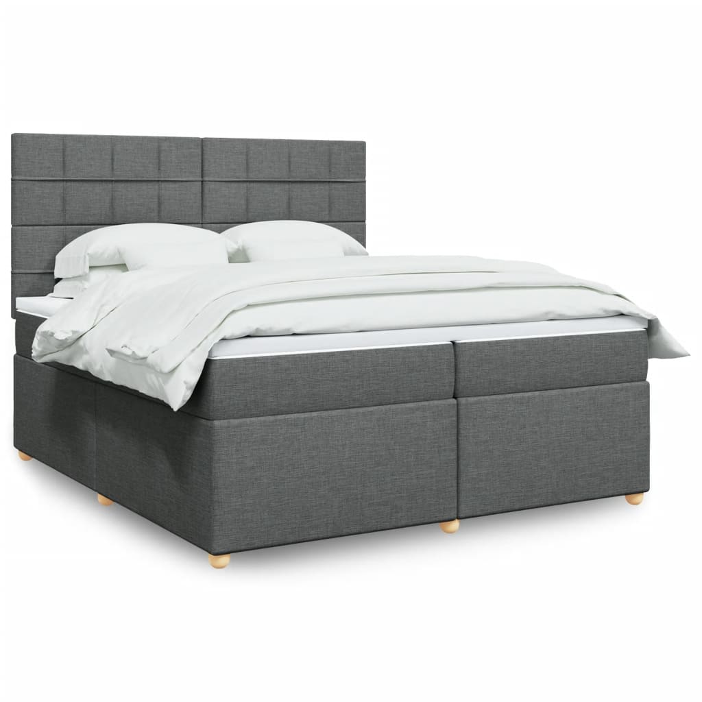 Boxspring met matras stof donkergrijs 200x200 cm is nu te koop bij PeponiXL, paradijselijk wonen!