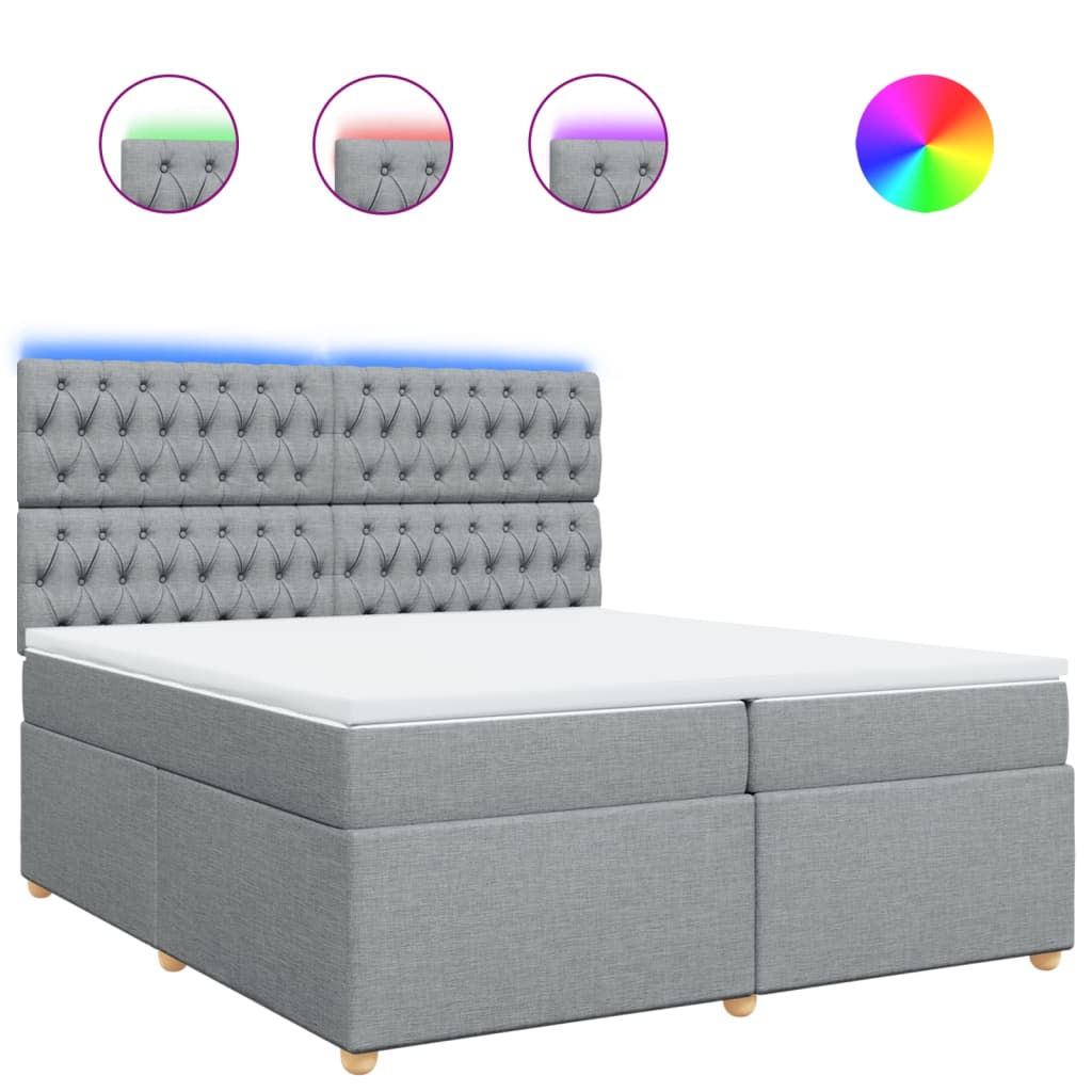 Boxspring met matras stof lichtgrijs 200x200 cm is nu te koop bij PeponiXL, paradijselijk wonen!