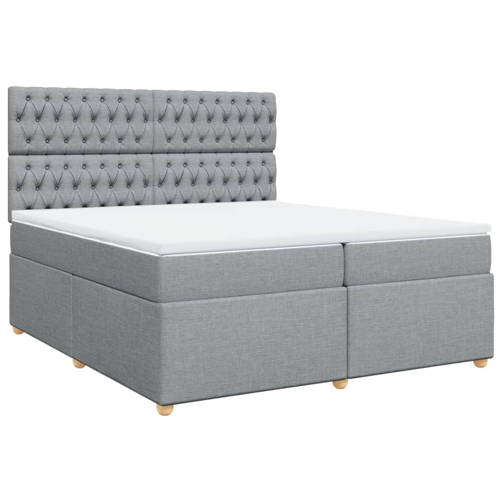 Boxspring met matras stof lichtgrijs 200x200 cm is nu te koop bij PeponiXL, paradijselijk wonen!