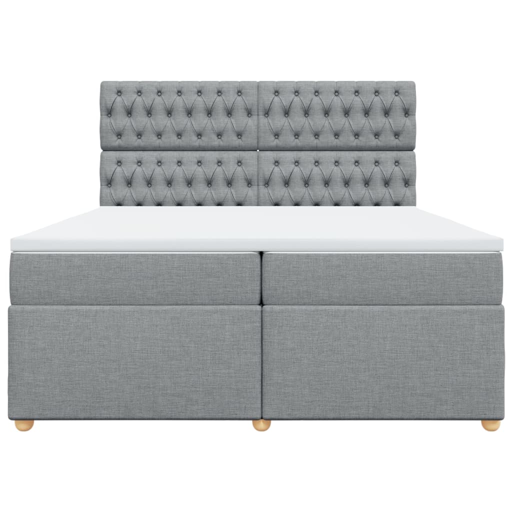 Boxspring met matras stof lichtgrijs 200x200 cm is nu te koop bij PeponiXL, paradijselijk wonen!