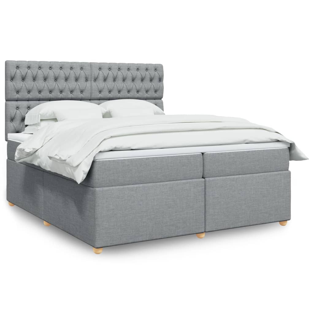 Boxspring met matras stof lichtgrijs 200x200 cm is nu te koop bij PeponiXL, paradijselijk wonen!