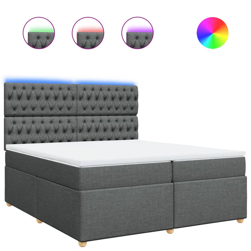 Boxspring met matras stof donkergrijs 200x200 cm is nu te koop bij PeponiXL, paradijselijk wonen!