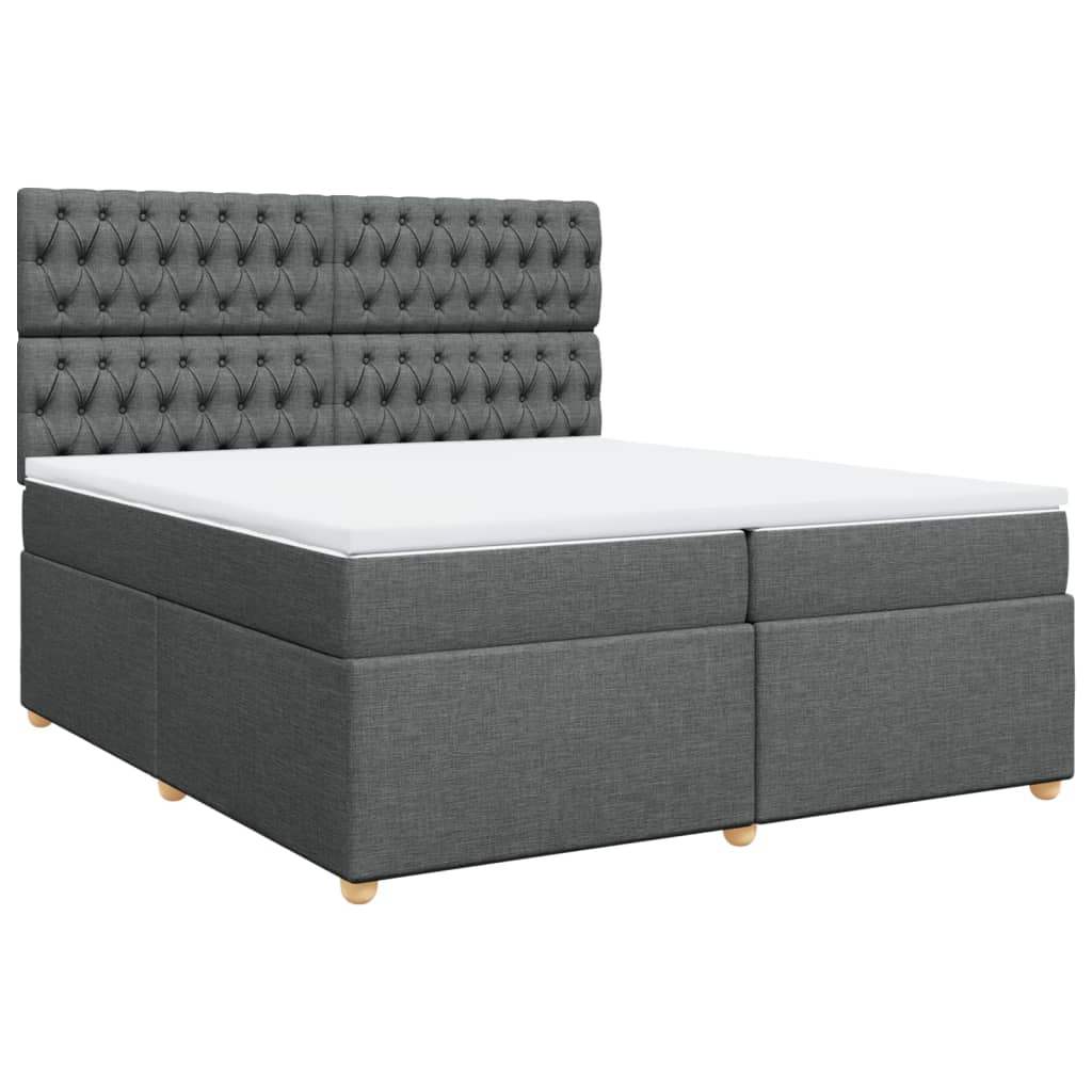 Boxspring met matras stof donkergrijs 200x200 cm is nu te koop bij PeponiXL, paradijselijk wonen!