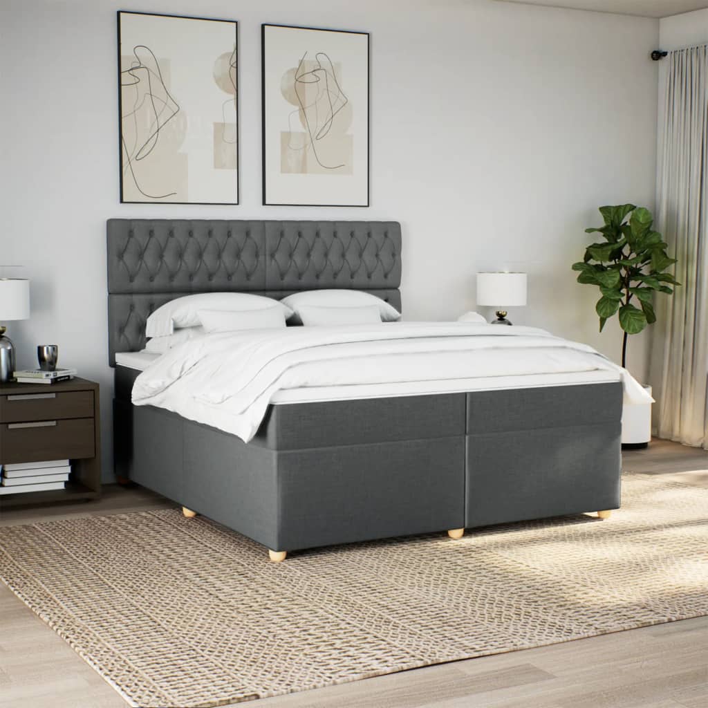 Boxspring met matras stof donkergrijs 200x200 cm is nu te koop bij PeponiXL, paradijselijk wonen!