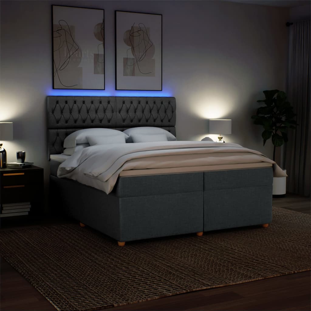 Boxspring met matras stof donkergrijs 200x200 cm is nu te koop bij PeponiXL, paradijselijk wonen!