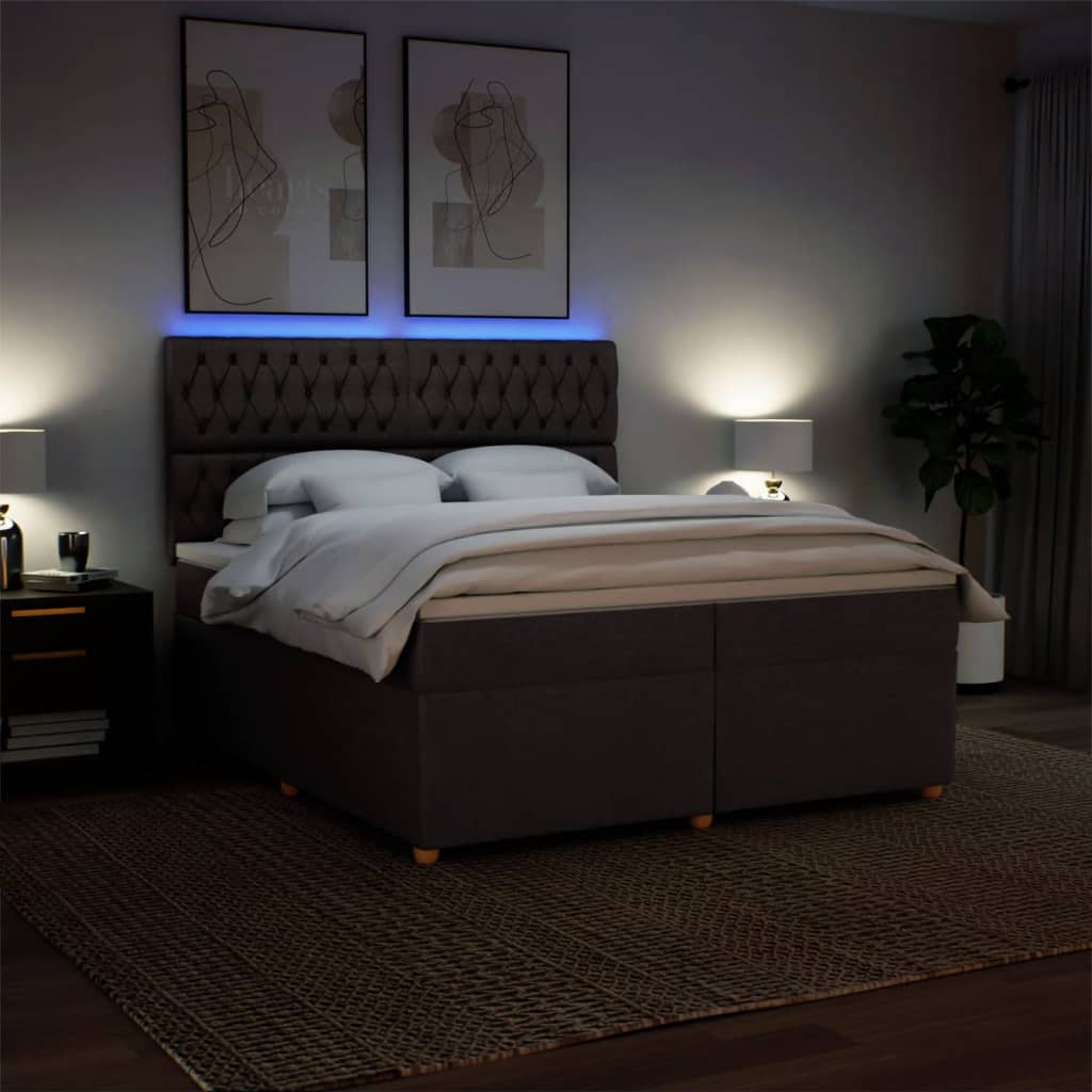 Boxspring met matras stof donkerbruin 200x200 cm is nu te koop bij PeponiXL, paradijselijk wonen!