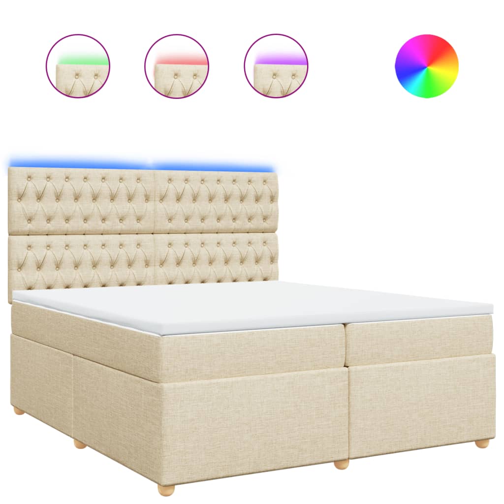 Boxspring met matras stof crèmekleurig 200x200 cm is nu te koop bij PeponiXL, paradijselijk wonen!