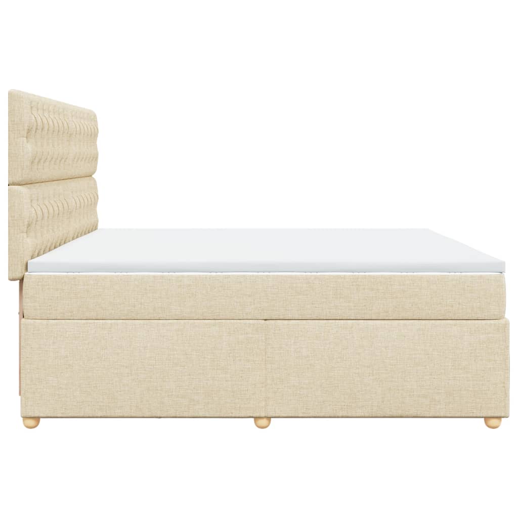 Boxspring met matras stof crèmekleurig 200x200 cm is nu te koop bij PeponiXL, paradijselijk wonen!