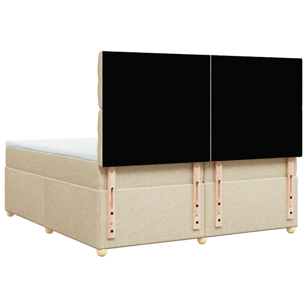Boxspring met matras stof crèmekleurig 200x200 cm is nu te koop bij PeponiXL, paradijselijk wonen!