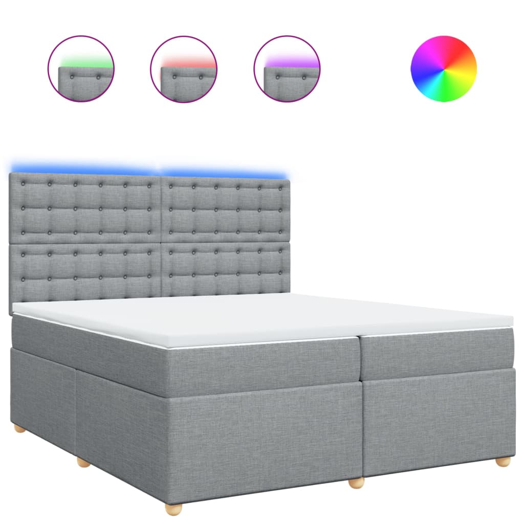 Boxspring met matras stof lichtgrijs 200x200 cm is nu te koop bij PeponiXL, paradijselijk wonen!