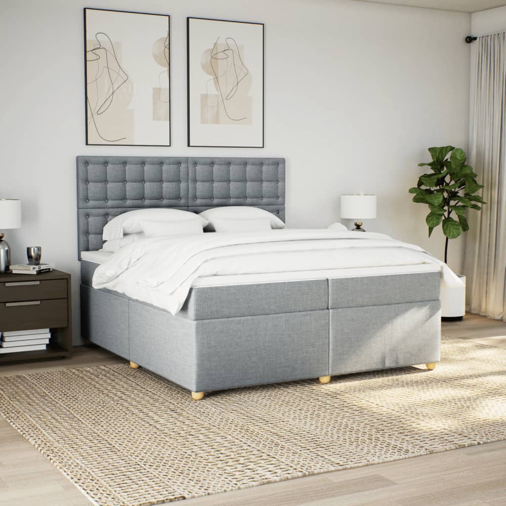 Boxspring met matras stof lichtgrijs 200x200 cm is nu te koop bij PeponiXL, paradijselijk wonen!