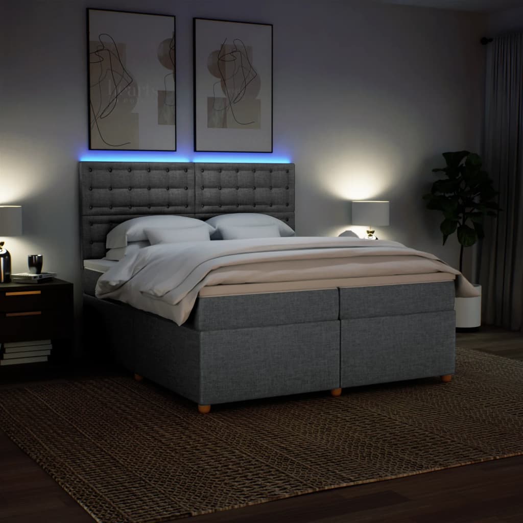 Boxspring met matras stof lichtgrijs 200x200 cm is nu te koop bij PeponiXL, paradijselijk wonen!
