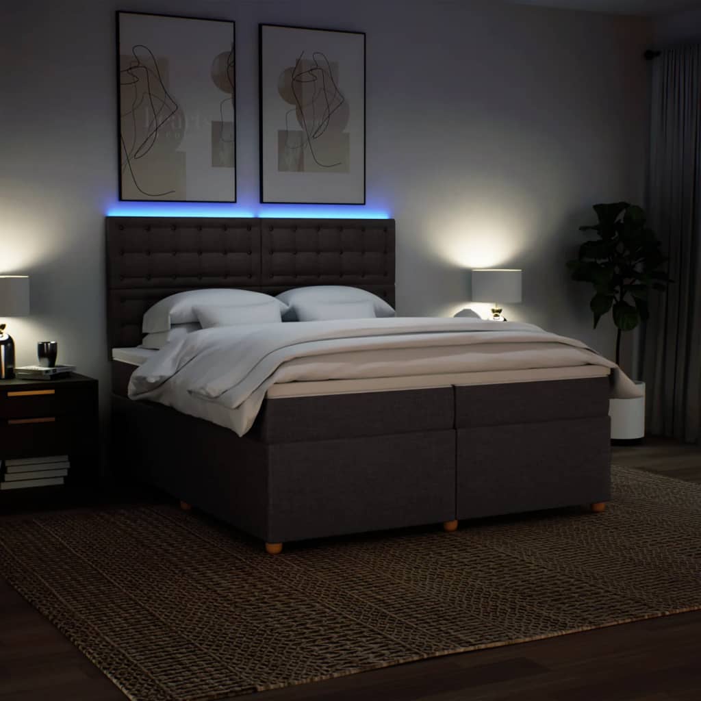 Boxspring met matras stof donkerbruin 200x200 cm is nu te koop bij PeponiXL, paradijselijk wonen!