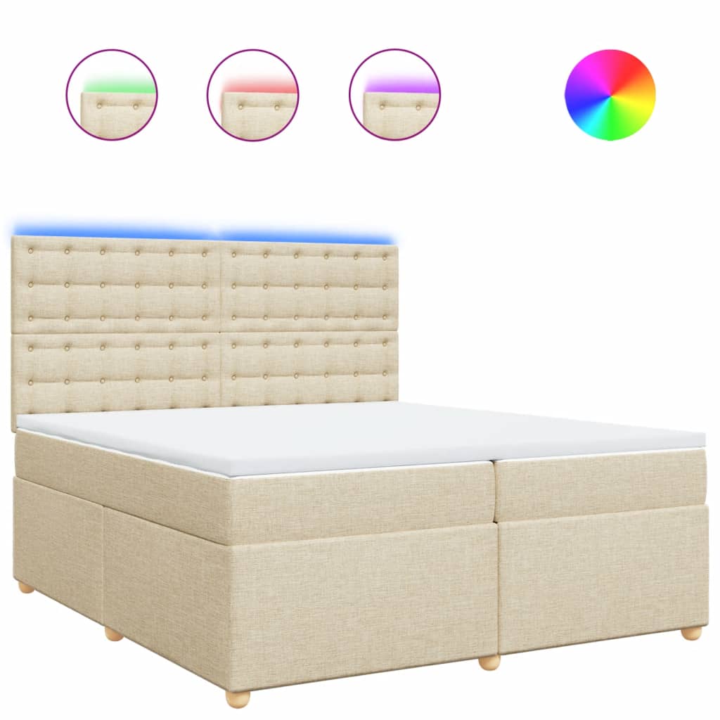 Boxspring met matras stof crèmekleurig 200x200 cm