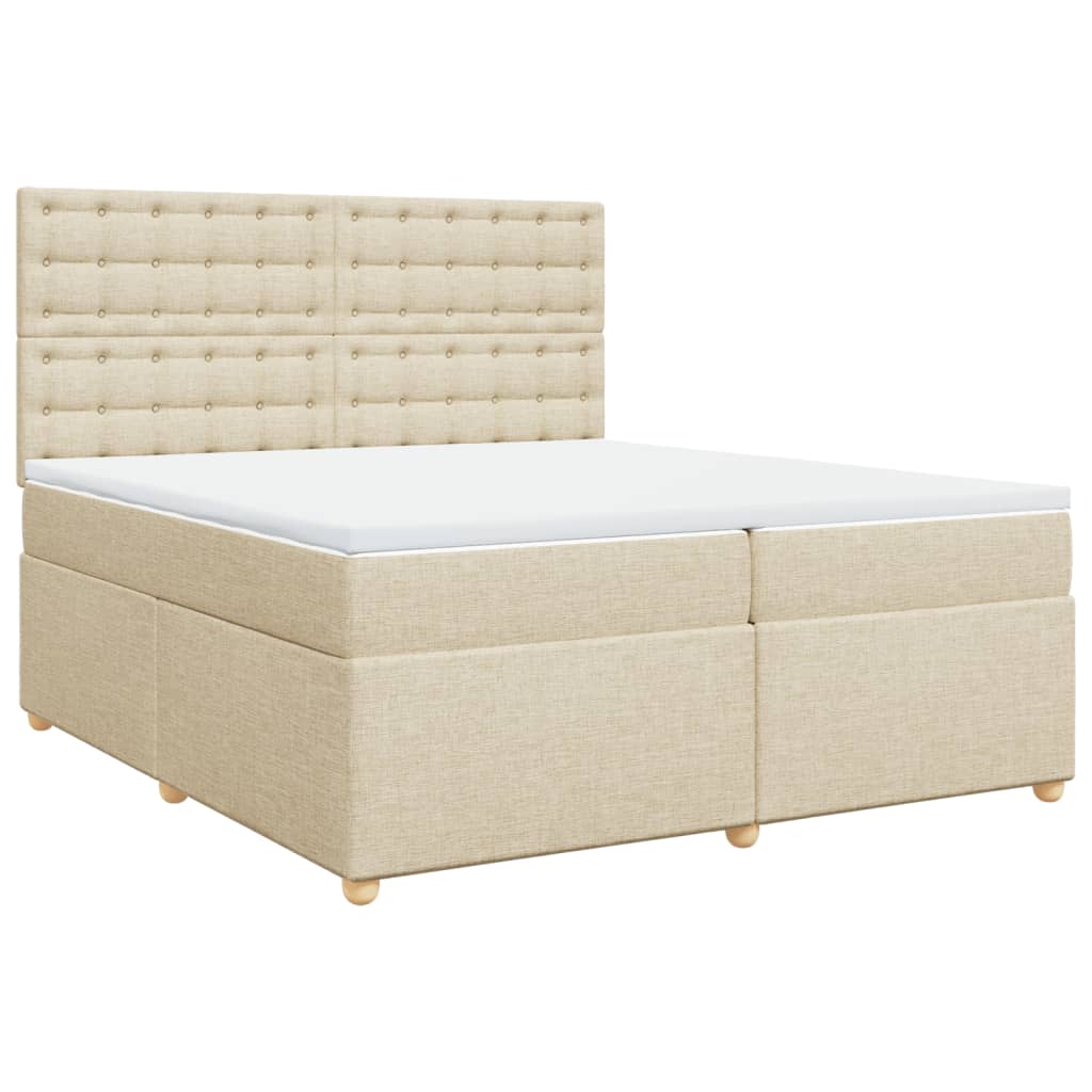 Boxspring met matras stof crèmekleurig 200x200 cm