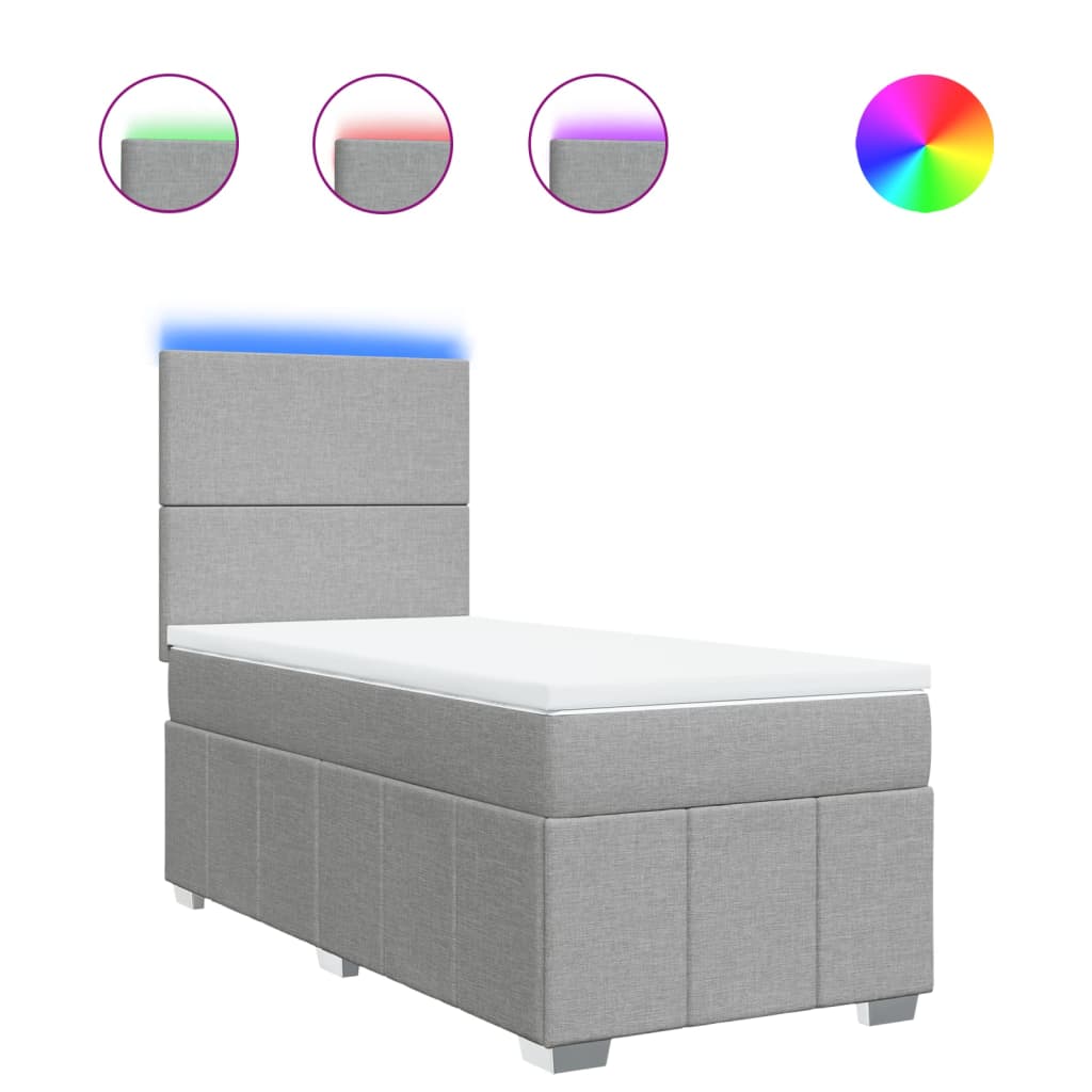 Boxspring met matras stof lichtgrijs 90x190 cm is nu te koop bij PeponiXL, paradijselijk wonen!