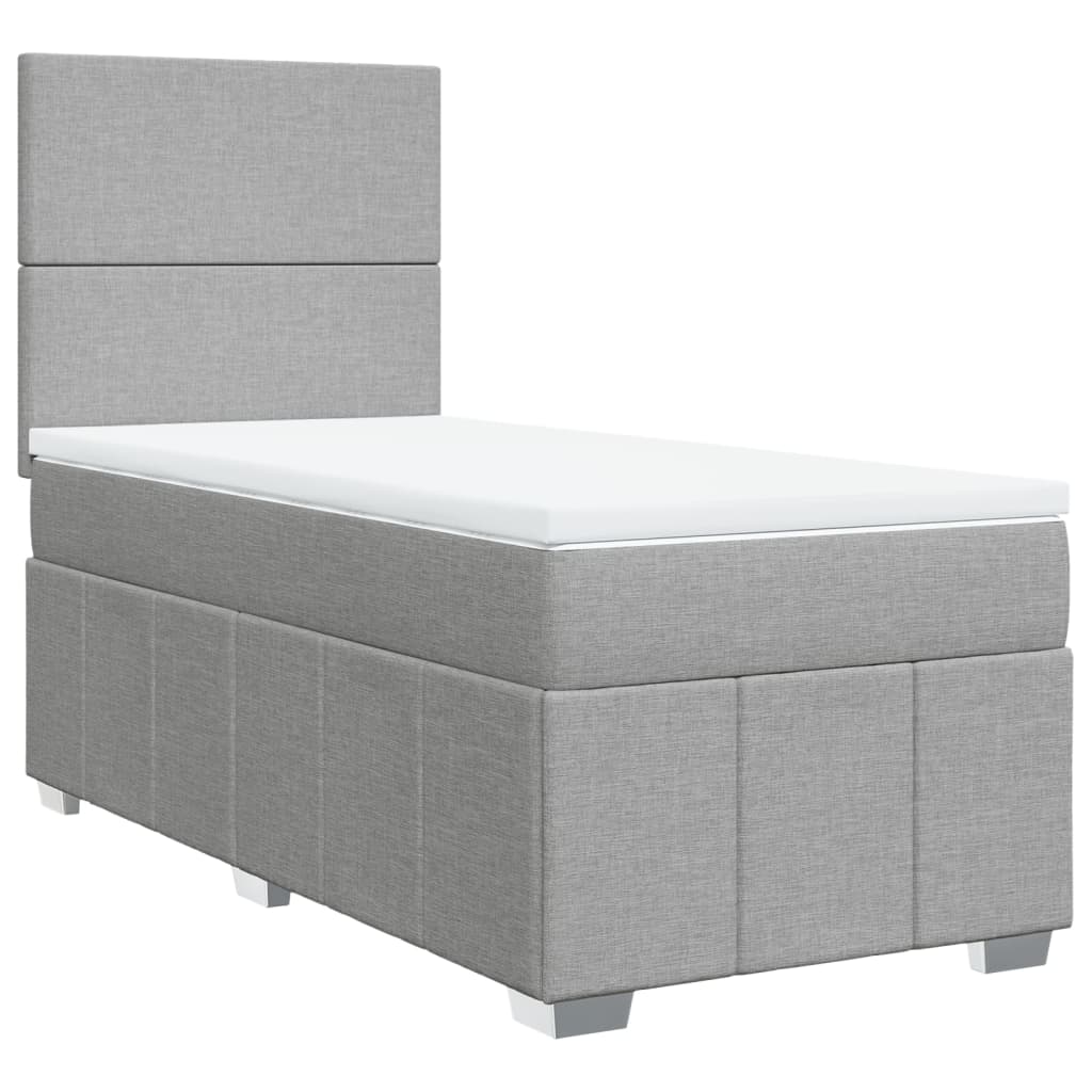 Boxspring met matras stof lichtgrijs 90x190 cm is nu te koop bij PeponiXL, paradijselijk wonen!