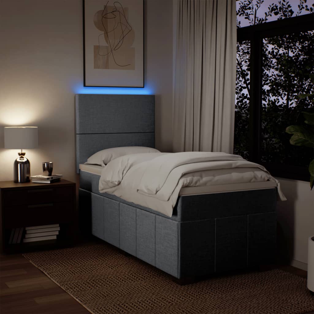Boxspring met matras stof lichtgrijs 90x190 cm is nu te koop bij PeponiXL, paradijselijk wonen!