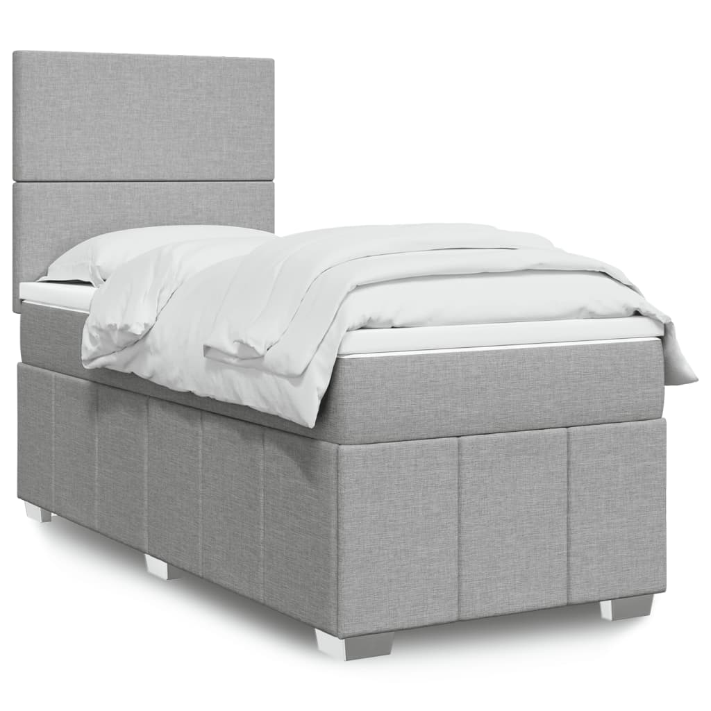 Boxspring met matras stof lichtgrijs 90x190 cm is nu te koop bij PeponiXL, paradijselijk wonen!