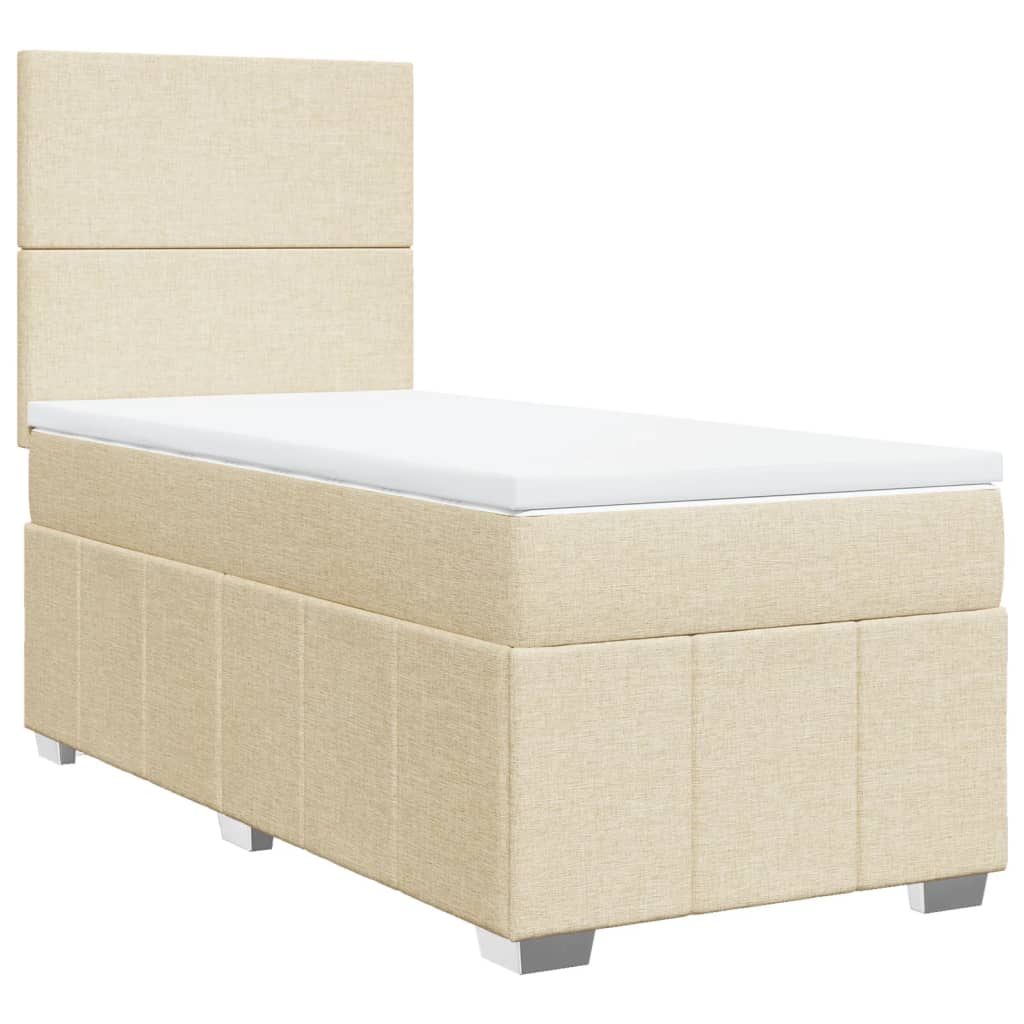 Boxspring met matras stof crèmekleurig 90x190 cm is nu te koop bij PeponiXL, paradijselijk wonen!