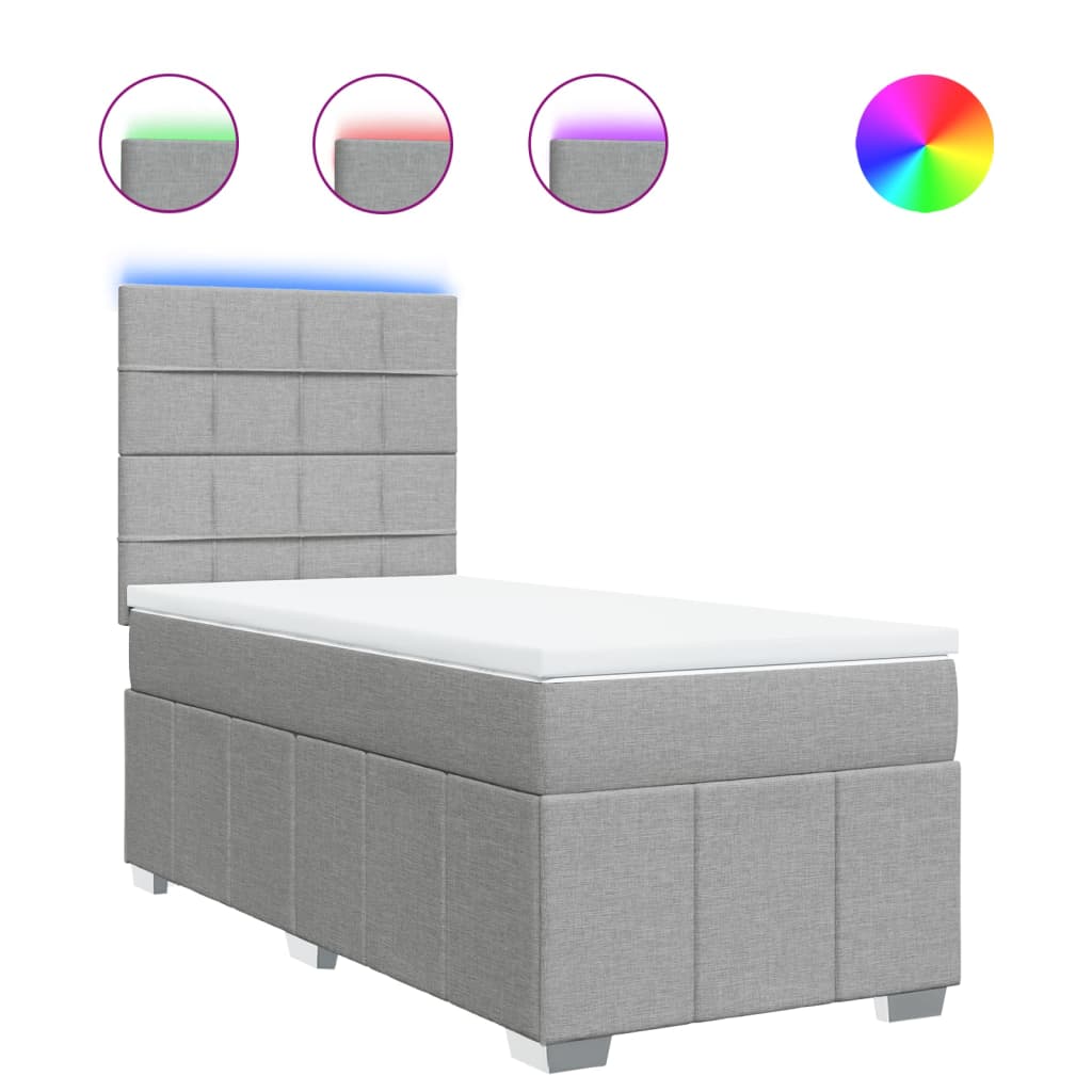 Boxspring met matras stof lichtgrijs 90x190 cm is nu te koop bij PeponiXL, paradijselijk wonen!
