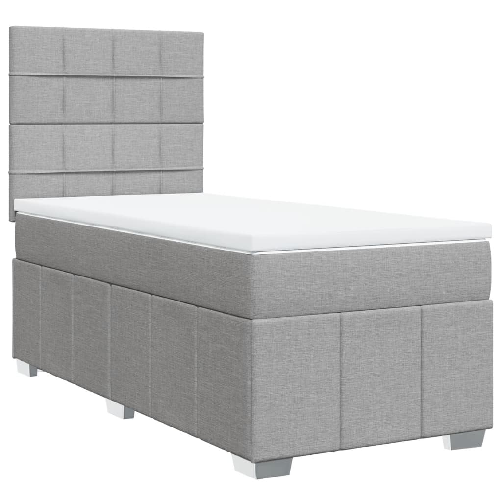 Boxspring met matras stof lichtgrijs 90x190 cm is nu te koop bij PeponiXL, paradijselijk wonen!