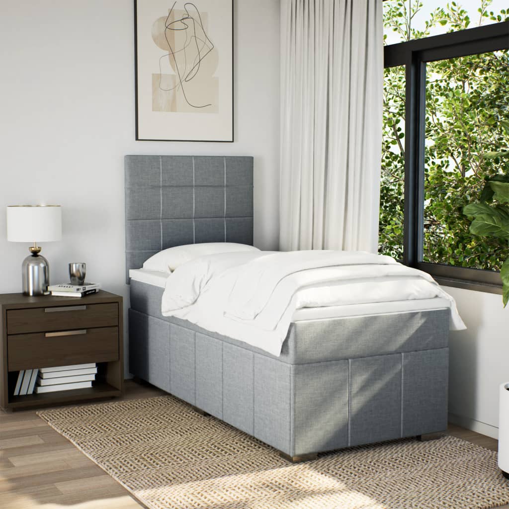 Boxspring met matras stof lichtgrijs 90x190 cm is nu te koop bij PeponiXL, paradijselijk wonen!